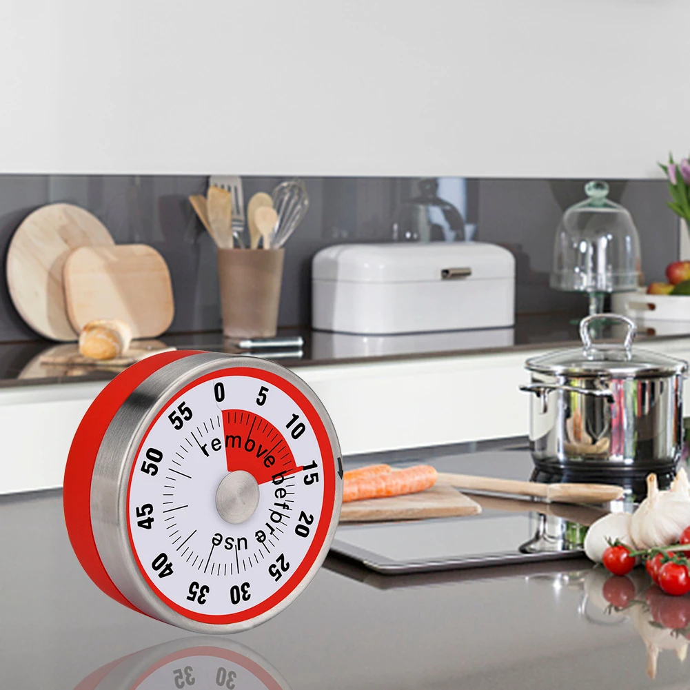 

Kitchen Timer 60 Minutes Countdown Clock Mechanical Cooking Alarm Cooking Time Reminder Mini Magnet Round Kitchen Cooking Alarm