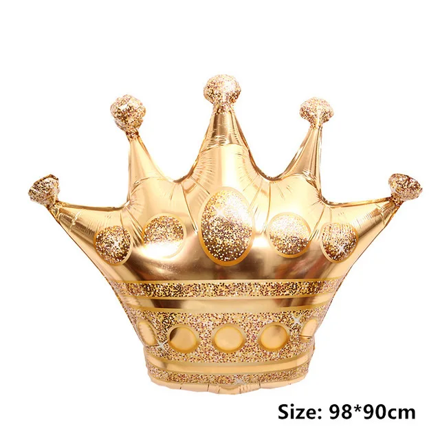 1pc Big Crown Серебряные синие металлические латексные шарики, День подарков будущей матери мальчик черные звезды Корона письмо с днем рождения воздушные шары взрослые вечерние украшения Дети - Цвет: 1pc Big Crown