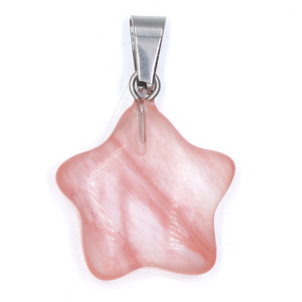 25PCS Wholesale Natural Stone Five-pointed Star Shape Pendant Tiger Eye Stone Quartz Agate Jewelry Making DIY Necklace Gift