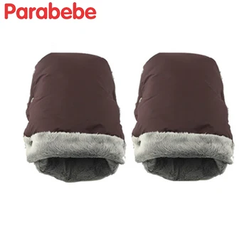 

Brown Kids Winter Thick Warm Children Stroller Gloves Pushchair Hand Muff Waterproof Stroller Accessory Mitten Baby Boy Girl