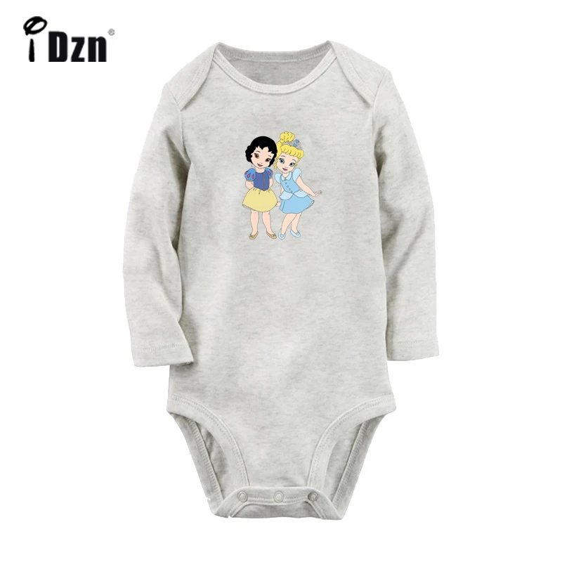 

Cute Little Princess Snow White and Cinderella Are Best Friends Baby Bodysuit Toddler Long Sleeve Onesies Jumpsuit Clothes Gift