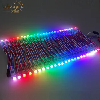 

50pcs LED Lighting Modules 12mm led lumineuse luces DC5V full color WS2801/6803 pixel lights waterproof rgb led module strings