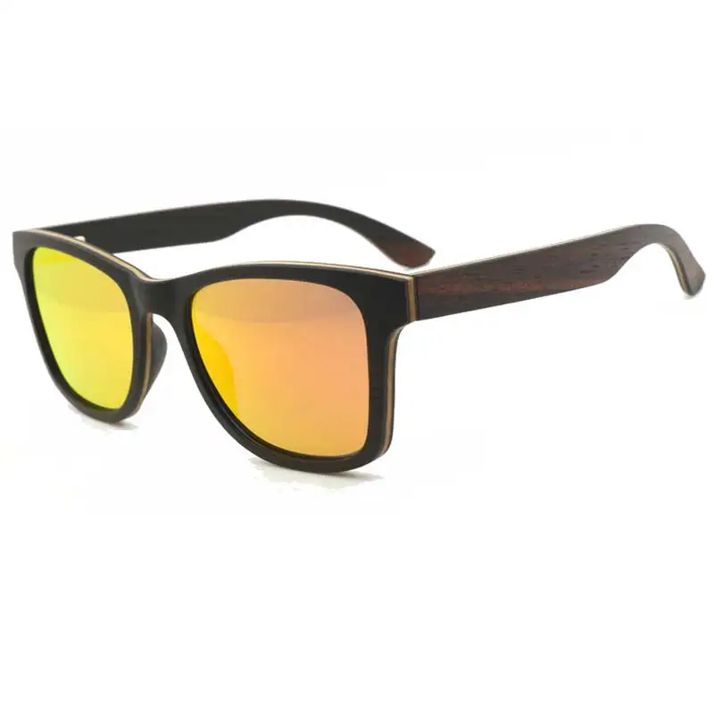 orange lens BerWer натуральные бамбуковые солнцезащитные очки для мужчин ebony деревянные солнцезащитные очки поляризованные солнцезащитные очки прямоугольные линзы для вождения UV400 - Цвет линз: orange lens