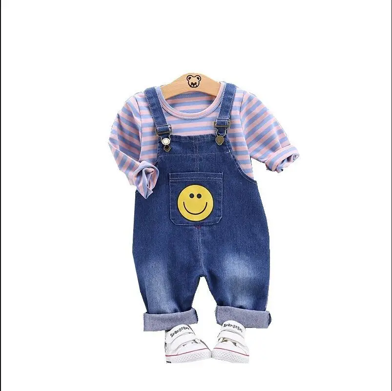 Autumn Children Casual Clothes Long Sleeve Packet Overalls Kids Suit Toddler Boy Girls Striped Cotton Clothing Infant Tracksuits | Детская