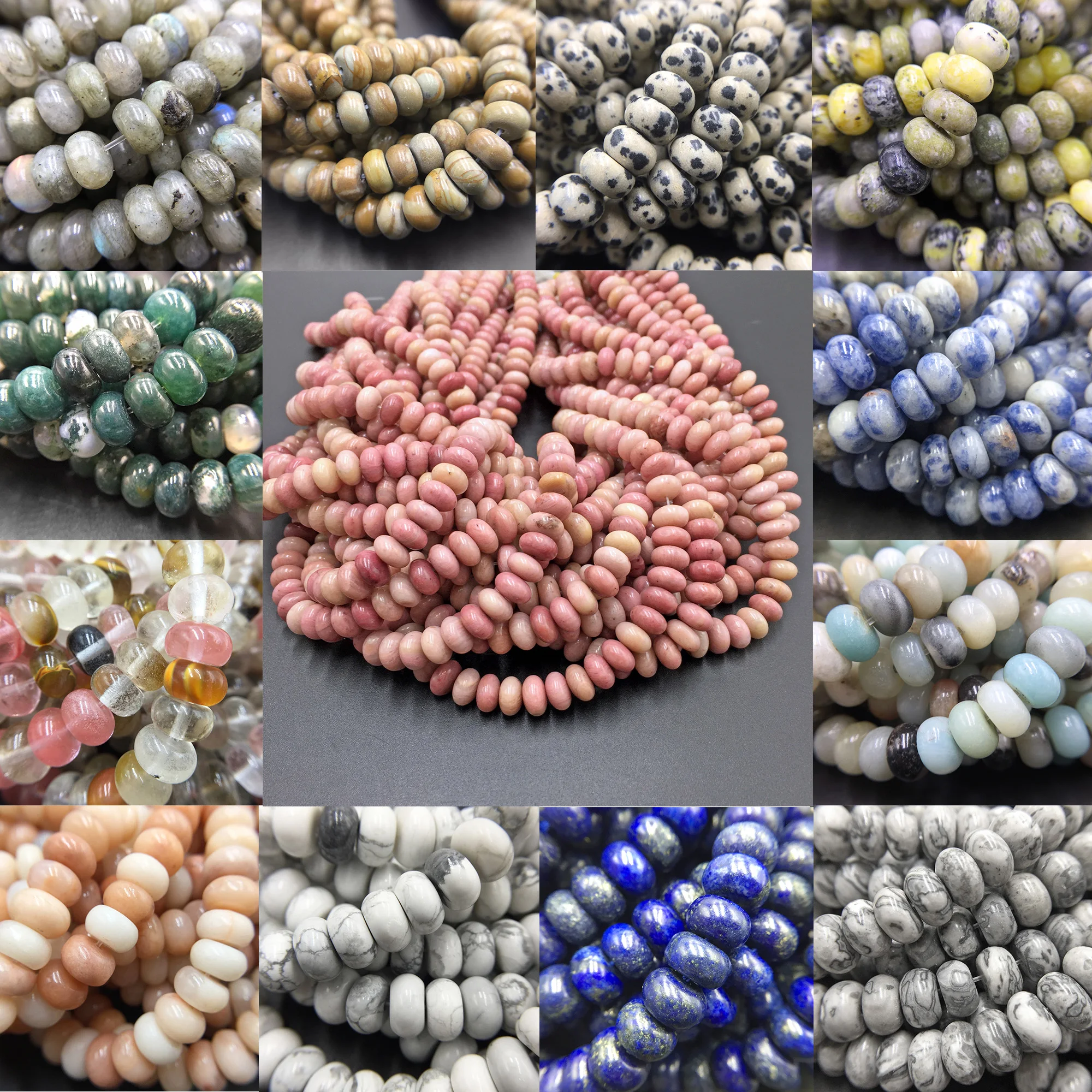 

4x6/5x8mm Rhodochrosite Rondelle Natural Stone Beads Agat Jaspers Quartz Abacus Loose Beads for Jewelry Making DIY Handmade 15"