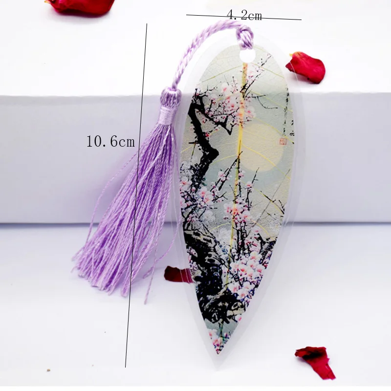 1pc Leaves Vein Bookmark Creative Chinese Wind Tassel Bookmarks Collectibles Stationery Creative School Supplies