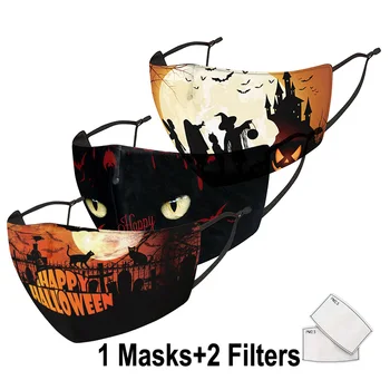 

Halloween Skull Face Protective Mask Unisex Washable PM 2.5 Filter Dust Cloth Face Mask Fabric Reusable Breathable Mouth Masks