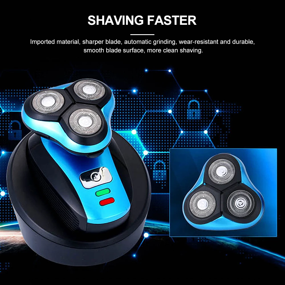 3 Blade Men Washable Rechargeable Electric Shaver Waterproof Electric Shaving Beard Trimmer Machine Razor Barbeador Wireless Use
