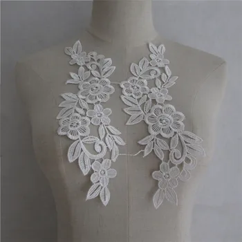 

Fashion style Embroidery Applique Lace Fabric Collar DIY Sewing Lace neckline Clothing Accessories Scrapbooking A pair of sale