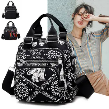 

Fashion Women Small Backpack Travel Nylon Handbag Black Shoulder Bag US Fashion School Backpack Travel Shoulder Bag