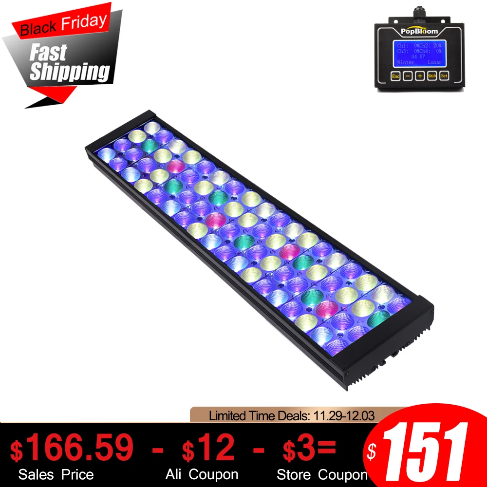 

PopBloom LED Aquarium Lighting Full Spectrum Freshwater Fish Tank Plant Light for Aquarium Dimmable Lamp FI4BP1