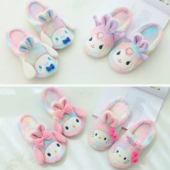 

Sanrio Hello Kitty My Melody Cinnamoroll Pompompurin Kuromi Slippers Flip Flop for Women Girls Indoor Plush Cotton Slipper Shoes