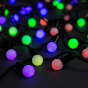 

Garland "Thread" 20 m with attachments "Balls 1.5 cm", IP44, dark thread, 200 LED, multi glow, blinking, 220 V