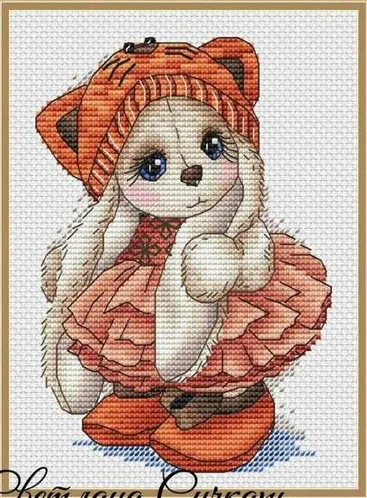 Rabbit styles cross stitch kit Animal cotton thread 14ct canvas stitching embroidery DIY - Цвет: Красный