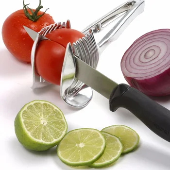 

Stainless Steel Handheld Potato Slicer Tomato Cutter Tool Shredders Lemon Cutting Holder Safety Kitchen Cooking Tools Dropship