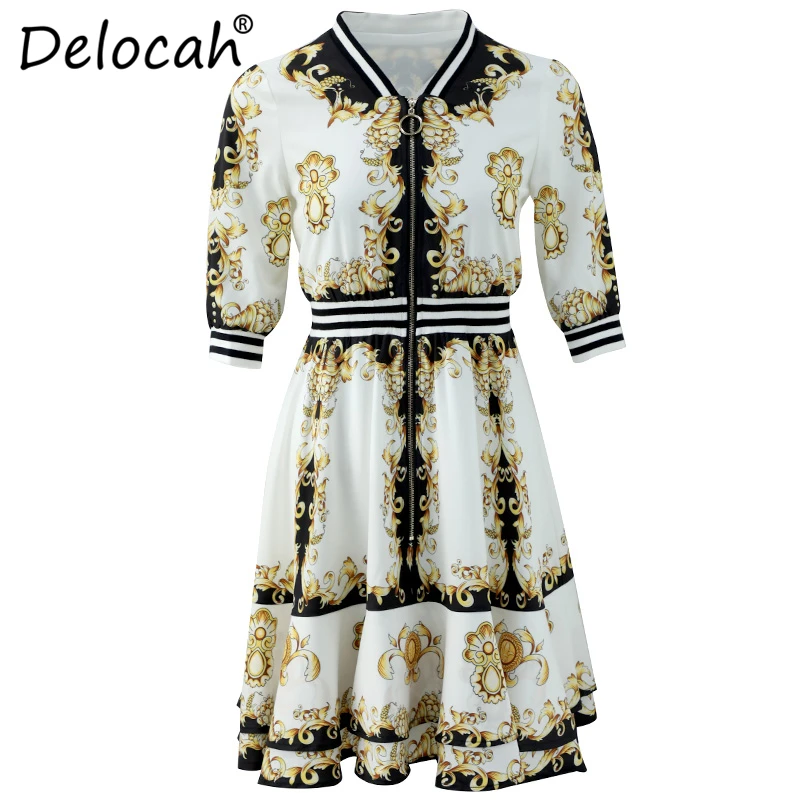 Delocah женское осеннее мини-платье для подиума, модное элегантное платье с коротким рукавом, с высокой талией, винтажные женские вечерние платья а-силуэта