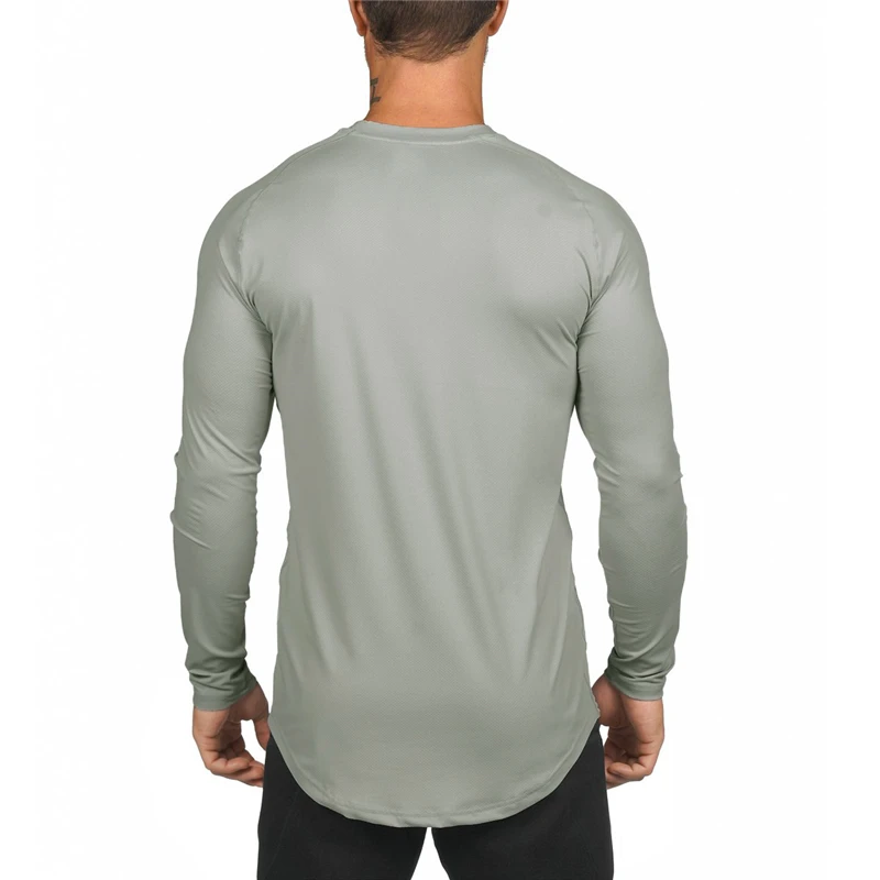 Сетчатая быстросохнущая Футболка мужская Спортивная футболка с длинными рукавами футболка для бега фитнес Мужская теннисная футболка Джерси Спортивная одежда
