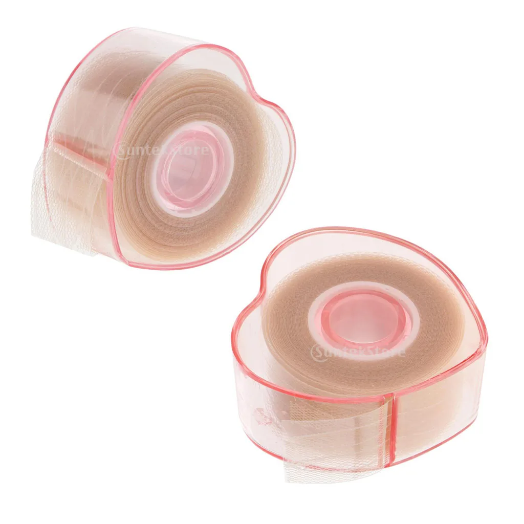 2 Roll Natural Invisible Fiber Double Eyelid Lift Strips Tape Glue Adhesive Stickers for Droopy Eyes, Olive Half Moon Type