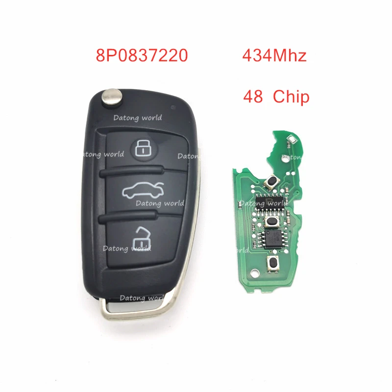 Datong World Автомобильный Дистанционный ключ для Audi A3 S3 TT A4 S4 2005-2013 лет Номер Детали 8P0837220D 434 МГц 48 Чип Авто смарт-ключ управления
