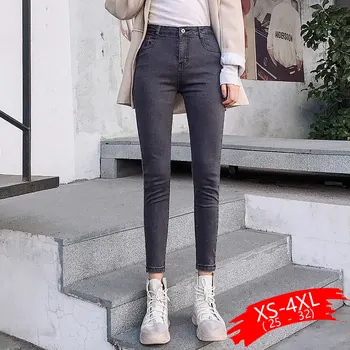 

Women Skinny Jeans Black Blue Hole Denim Jeans Women Ankle-lenght New Autumn Tight Skinny High Waist Female Pencil Casaul Jeans