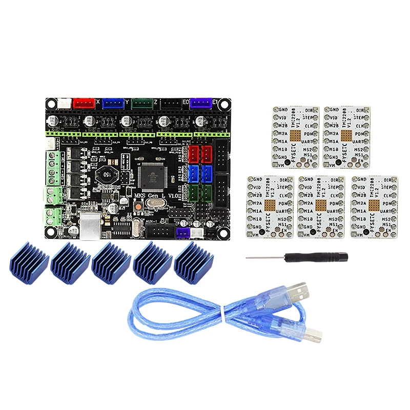 Mks Gen L V1.0 интегрированная материнская плата контроллера+ 5 шт. Tmc2208 Драйвер шагового двигателя для 3d принтера с Usb C