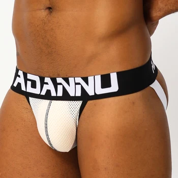 

CMENIN Sexy Gay Men Underwear Mesh Cotton Male Thongs Jockstrap G String Thongs Sissy Panties Push Up Lingerie Bikini Men AD139