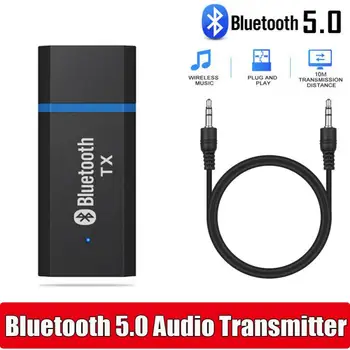 

USB Bluetooth 5.0 + EDR Audio Transmitter Driver-Free USB Audio Dongle Transmitter 3.5MM 3.5 Jack AUX Wireless Adapter For TV Pc