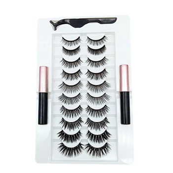 

10 Pairs netic Eyelashes with Eyeliner Kit Waterproof Long Lasting Eyelash Extension with Eyelash Applicator