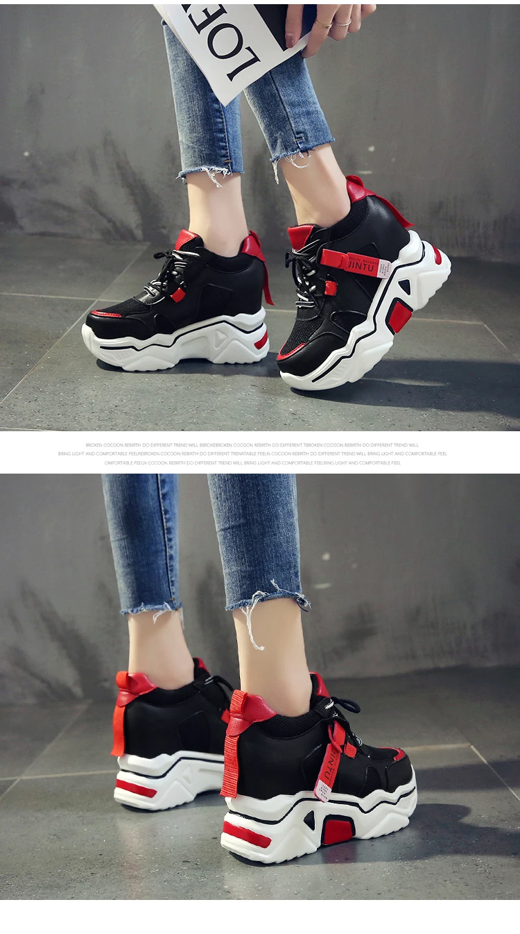 Womens Sneakers Trainers Platform Wedges Chunky Sneakers Black Sneakers Women Casual Shoes Woman Baskets chaussures femme