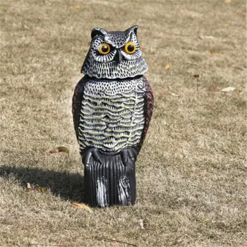 

Realistic Bird Scarer Rotating Head Sound Owl Prowler Decoy Protection Repellent Pest Control Scarecrow Garden Yard Move
