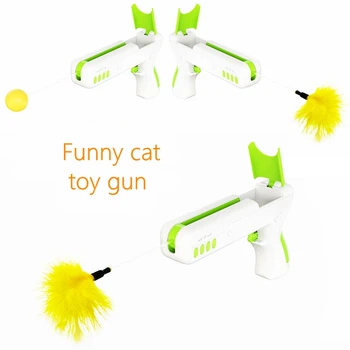 

Pet Interactive Cat Toy Gun Automatically Pops Up FeathersFun Cat Toys Plush Cat Toy Stick Pet Kitten Training Tool