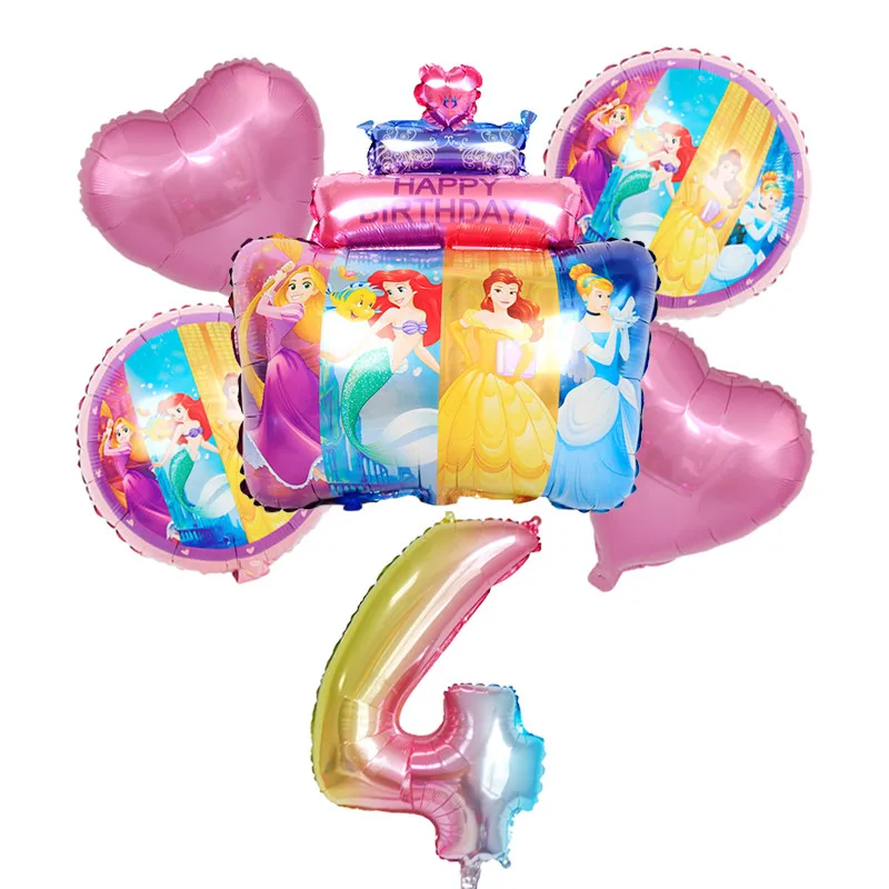 1Set Disney Pastel de princesa Globos de papel de aluminio de 32 pulgadas número decoraciones para fiesta de cumpleaños Globos fiesta de bienvenida para el futuro bebé niños juguetes Globos para niños