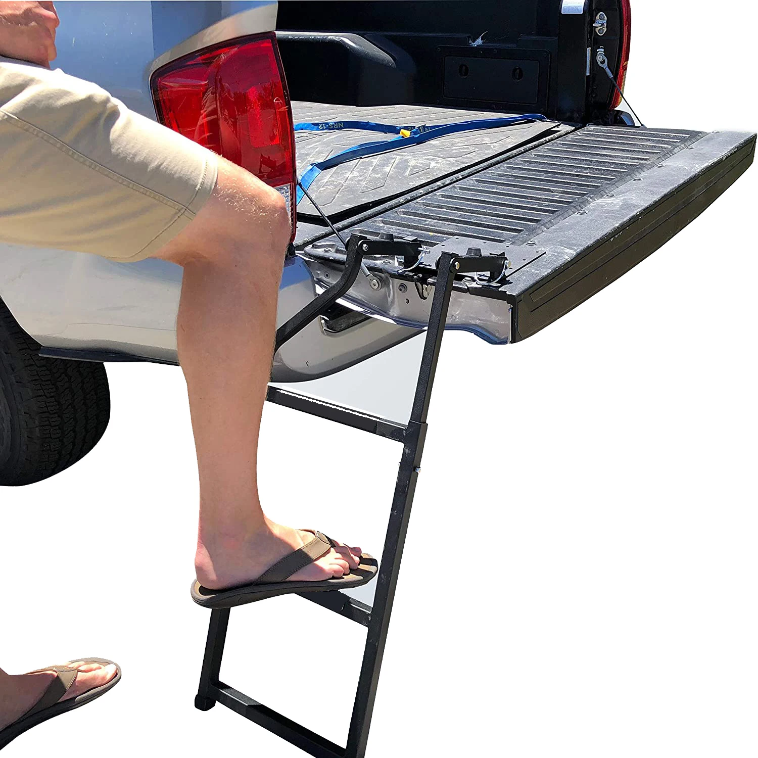 Universal Truck Tailgate Ladder Pickup Foldable Extension Step Ladder 87-107cm 4x4 Accessories