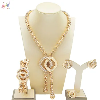 

Yulaili Creative Design African Jewelry Sets Crystal Necklace Earrings Ring for Women Birthday Party Jewellery Free Shipping