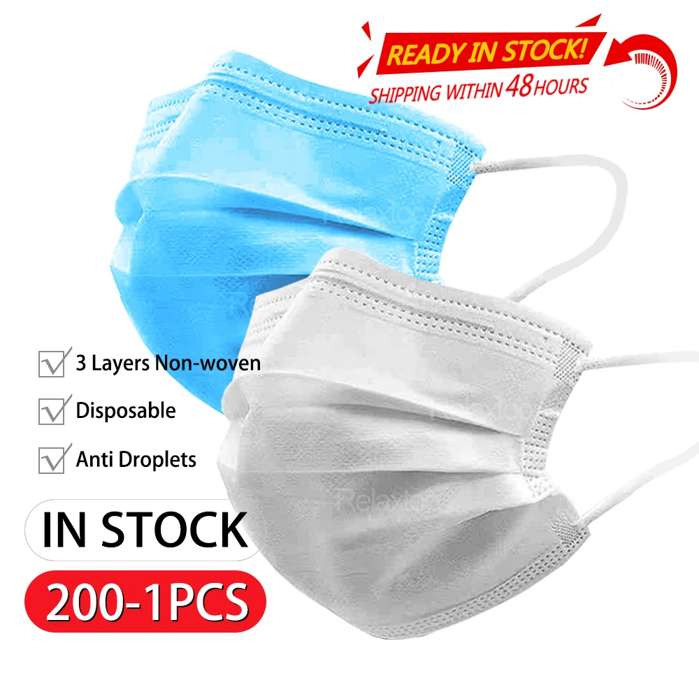 Buen valor 1/10/20/50/100/200 Uds 3 capa protectora máscaras para adultos para protección facial Anti-contaminación Mascarillas Desechables 3-200 Piezas KjwneKojW11