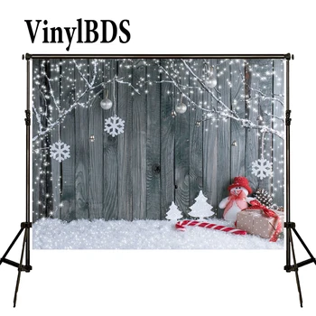 

VinylBDS Backdrops Christmas Backdrop Boneco De Neve Photo Christmas Snow Photos Candy Cane Wood Kids Winter Backdrops