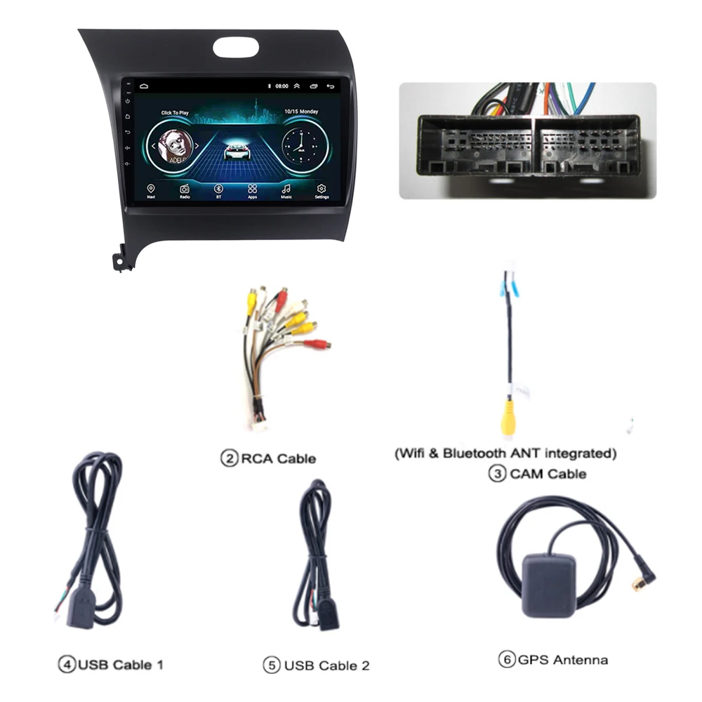 Option 1 Автомагнитола для KIA K3 CERATO FORTE 2013 gps NAVI Видео Стерео Поддержка gps DVD FM SWC NO 2 DIN Android 8,1 9" - Цвет: Option 1