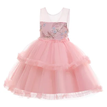 

2020 Summer Girl Mesh Clothes High Waist Dress Costumes Wedding Kids Vest Dresses For Girls Clothing Princess Dress 4-10 Year