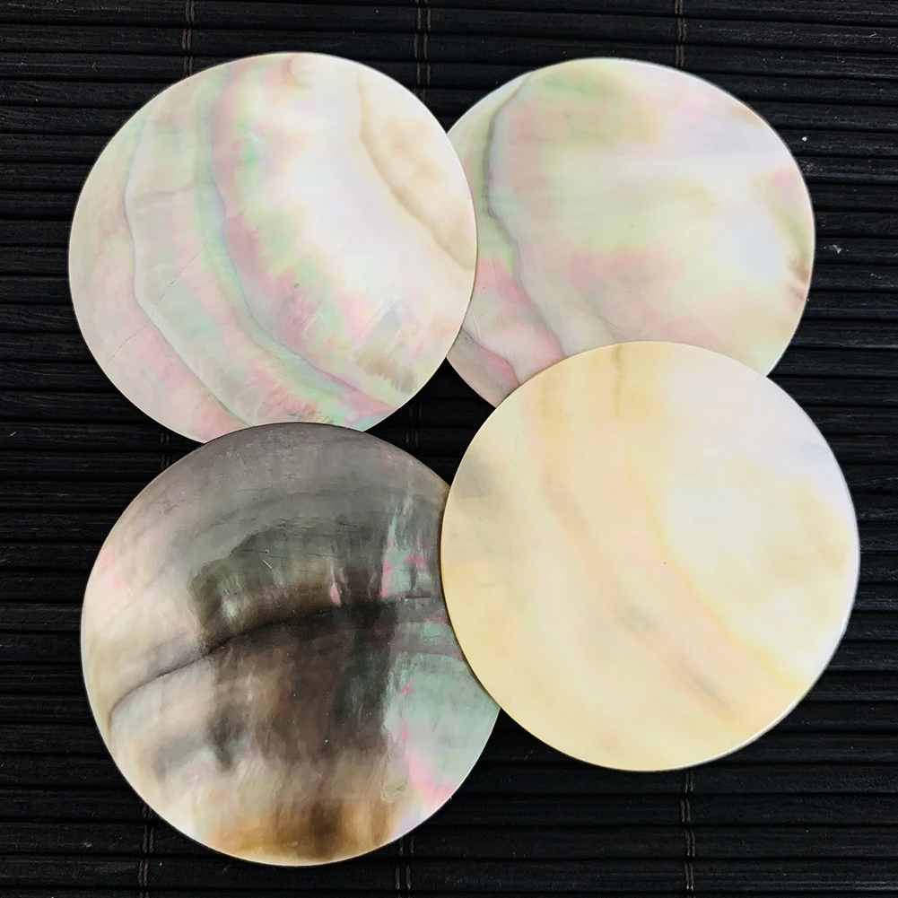 2PCS 45mm Natural Black Mop Seashell Charm Bead Pendant Round Mother of Pearl Polished Shell For DIY Jewelry natural shell ornaments