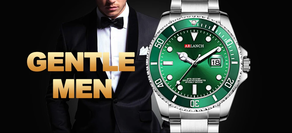 ARLANCH Hot Sell Men Quartz Steel Watch Luminous Date Analog Casual Sport Watch Business Waterproof Watch Male Relogio Masculino