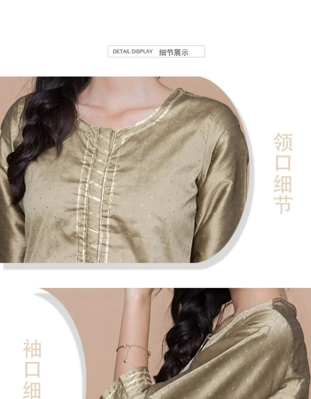 Женские модные комплекты в этническом стиле хлопок Индия Kurtas платье леди три четверти рукав топ брюки