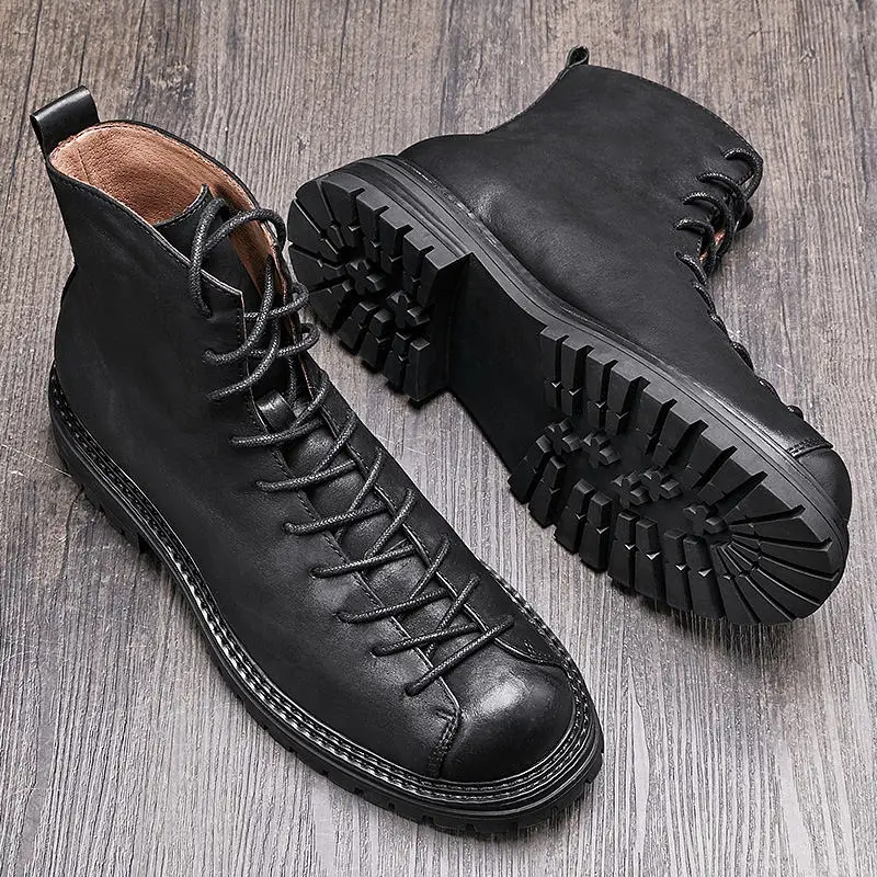 Men's Leather Short Boots Retro Comfort mens leather boots motorcycle leather boots
