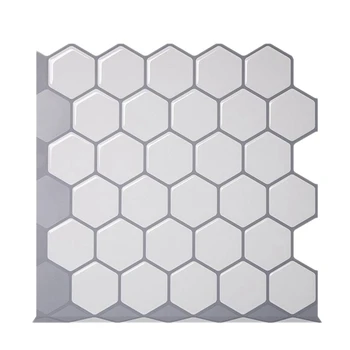

3D Self Adhesive Mosaic Wall Tile Sticker White Hexagon Style Wall Sticker Home Kitchen Decoration