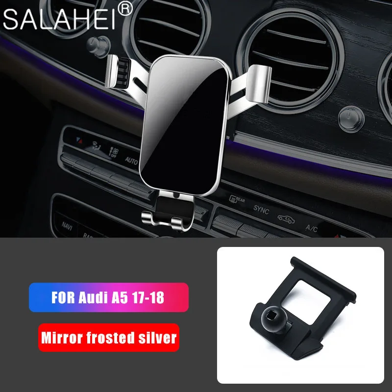 

Metallic Car Mobile Phone Holder Adjustable Air Vent Mount Phone Holder Smartphone Clip Cover For Audi A5 2017 2018 Accessories