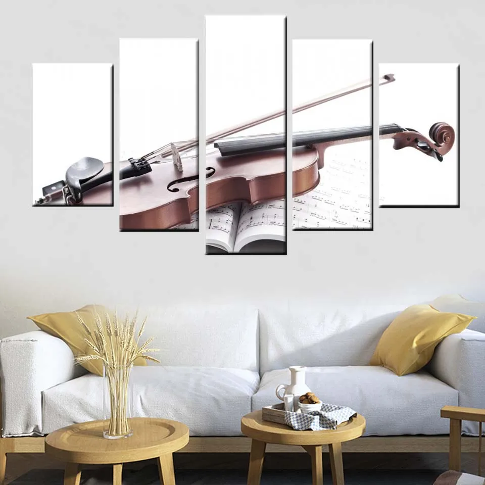 Модульный современный плакат холщовая картина 5 шт. музыкальных инструментов