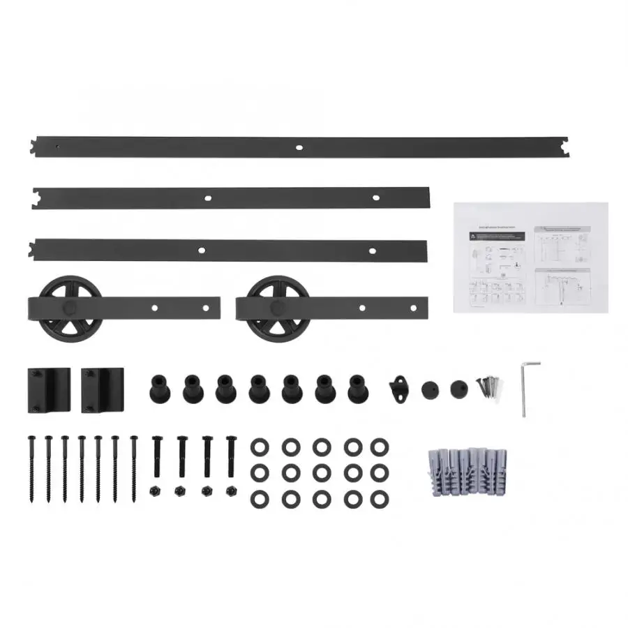 

150kg Sliding Door Wheels Rollers 8FT Sliding Barn Door Hardware Roller Track Rail Kit Set for Closet Cabinet Door
