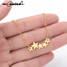 Cxwind acier inoxydable étoiles collier pour femmes Couple or argent couleur Pentacle pentagramme pendentifs colliers bijoux de mariage(China)