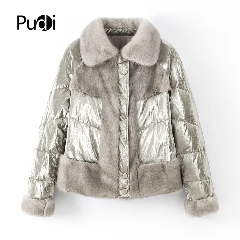 

Pudi women real mink fur coat jacket parka Winter warm oversize female coats ZY907