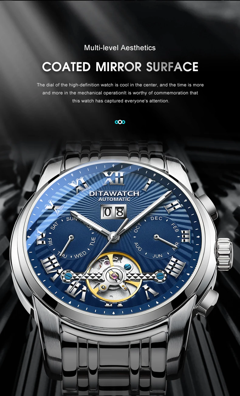 Top Brand Luxury Men Fashion Mechanical Watch Men Business Waterproof Quartz Watches Men Stainless Steel Watch Relogio Masculino
