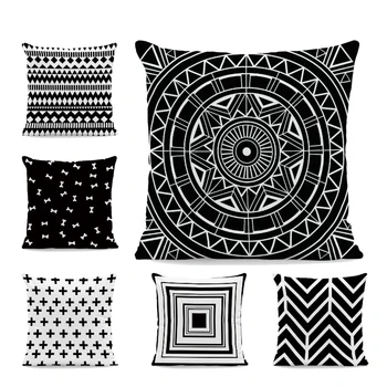 

Glamorous Dream Pillow Black Rhombus Wave Heart Shape Geometric Pillow Office Super Soft 43*43Cm Decoration Sofa Cushion Cover